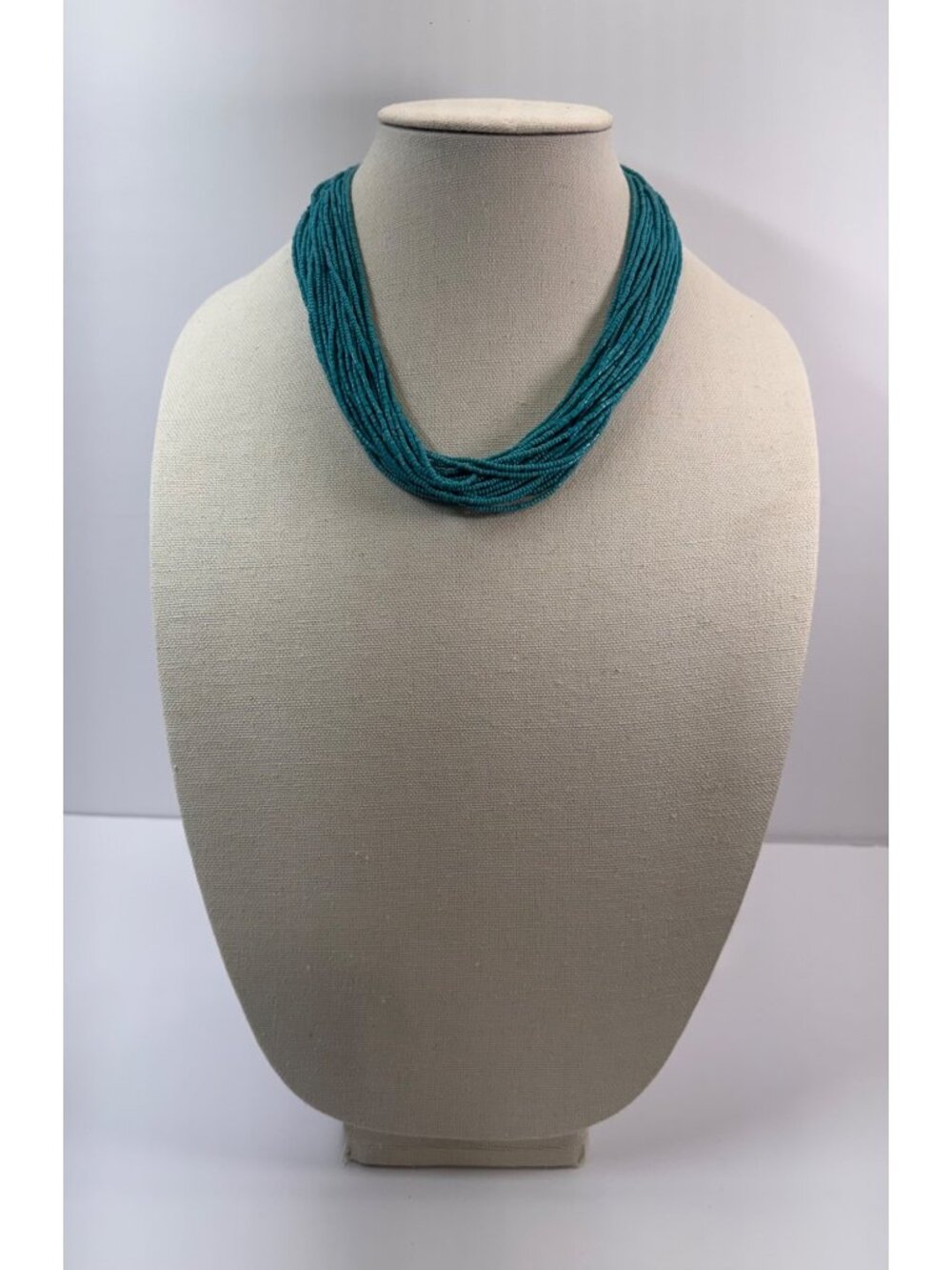 Vintage Loft Turquoise Color Multi Strand Beaded Necklace 19” Layered Boho